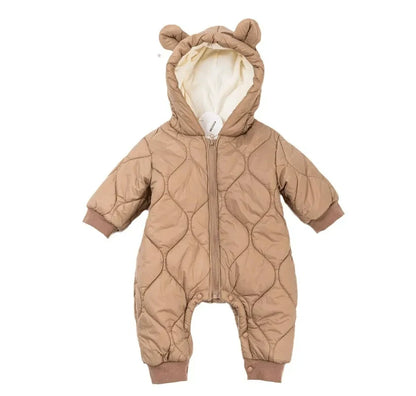 Winter Hooded Baby Romper — Fleece Lined, Warm & Cosy