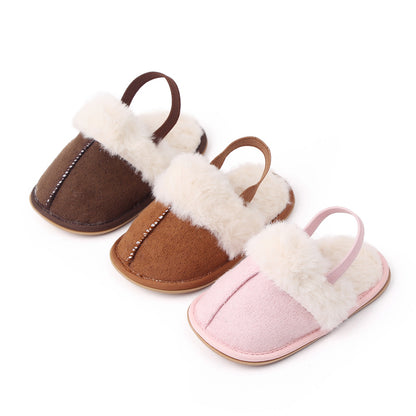 Baby & Toddler Fluffy Plush Slides | Soft Non-Slip House Slippers 0-18 Months