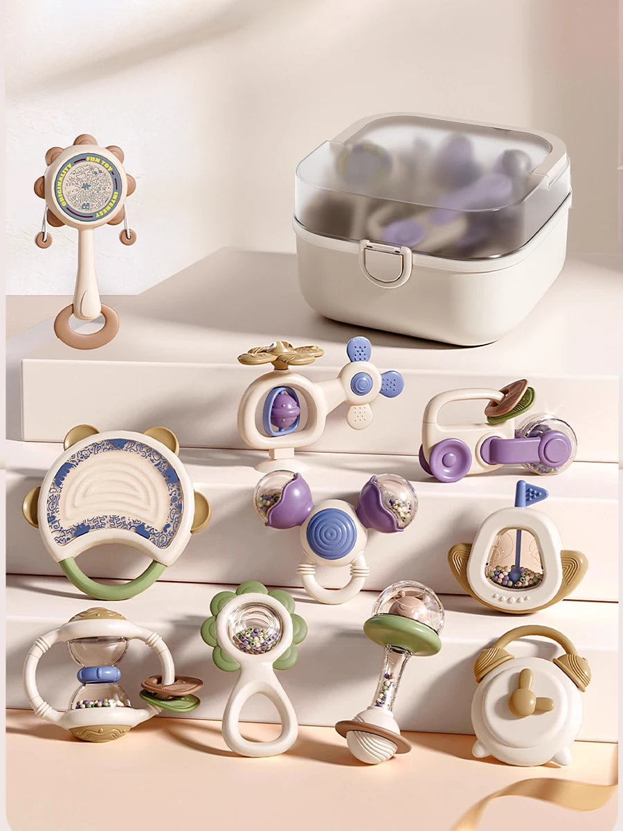 10-Piece Baby Teething & Sensory Toy Set | Food-Grade Silicone | Baby Gift