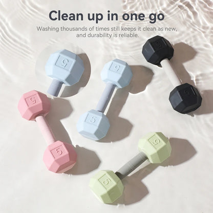 Silicone Baby Dumbbell Rattle | Cartoon Sensory Crib Toy for Newborns 0–12 Months