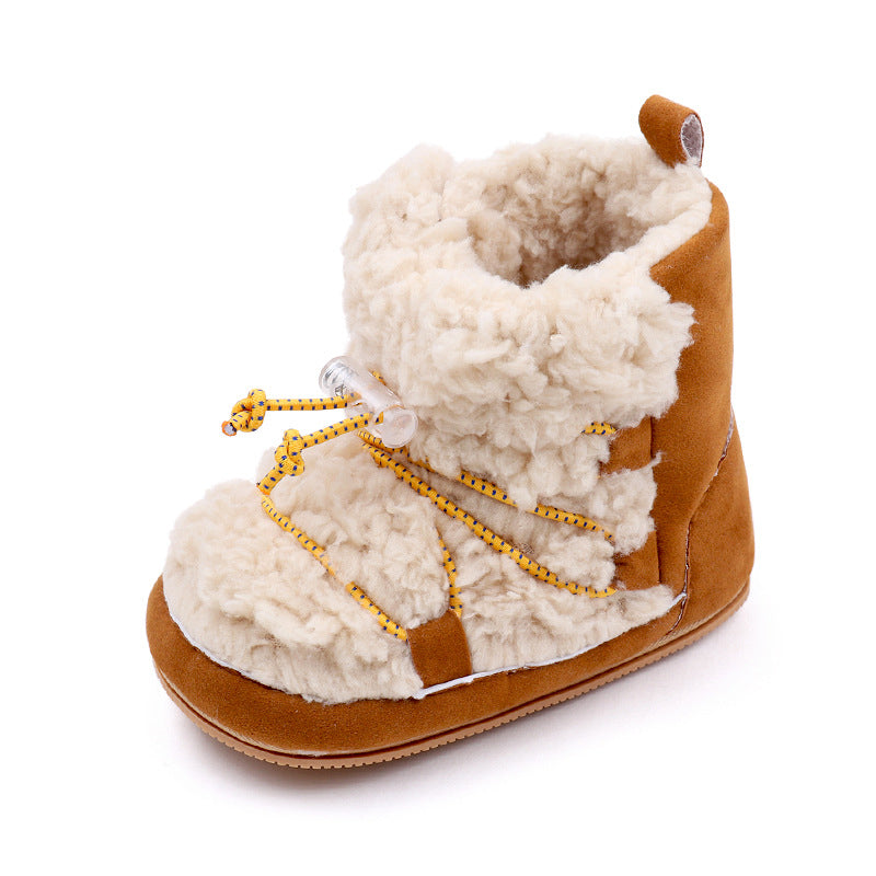 Baby Girls Coral Fleece Snow Boots | Warm Ankle Boots First Walker 6-15 Months