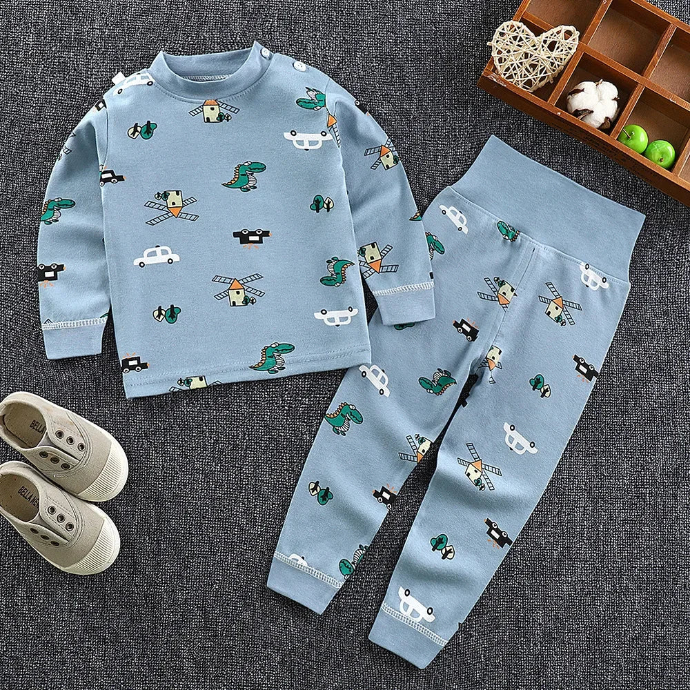 Kids Cotton Pyjama Long Johns Set | High Waist Underwear 9M-6 Years