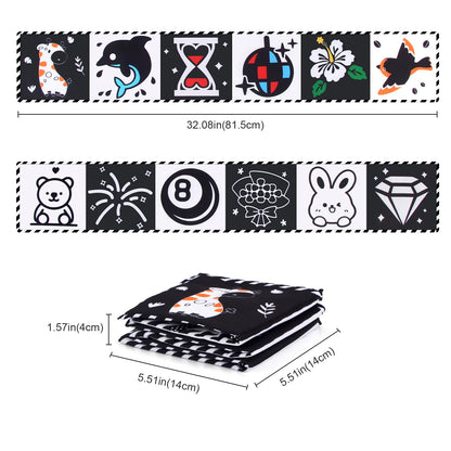 High Contrast Sensory Cloth Book for Babies | Black & White Montessori Newborn Toy