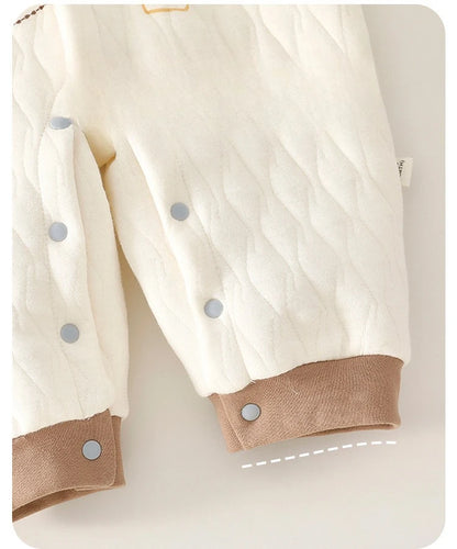 Baby Thick Cotton Jumpsuit | Three-Layer Warm Crawling Suit Autumn Winter 0-18M