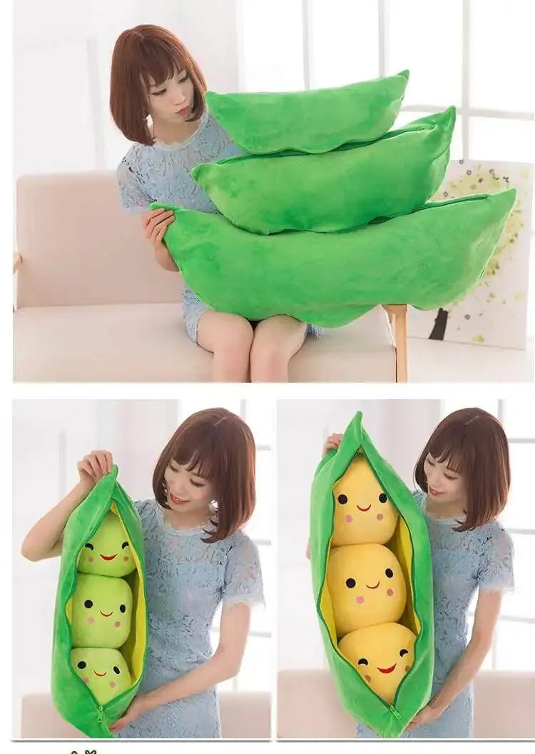 Kawaii Pea Pod Plush Toy | Soft 25cm Stuffed Plant Pillow for Kids