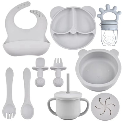 10-Piece Children's Silicone Dinner Set | Strong Suction Bowl, Plate, Fork & Spoon | BPA-Free