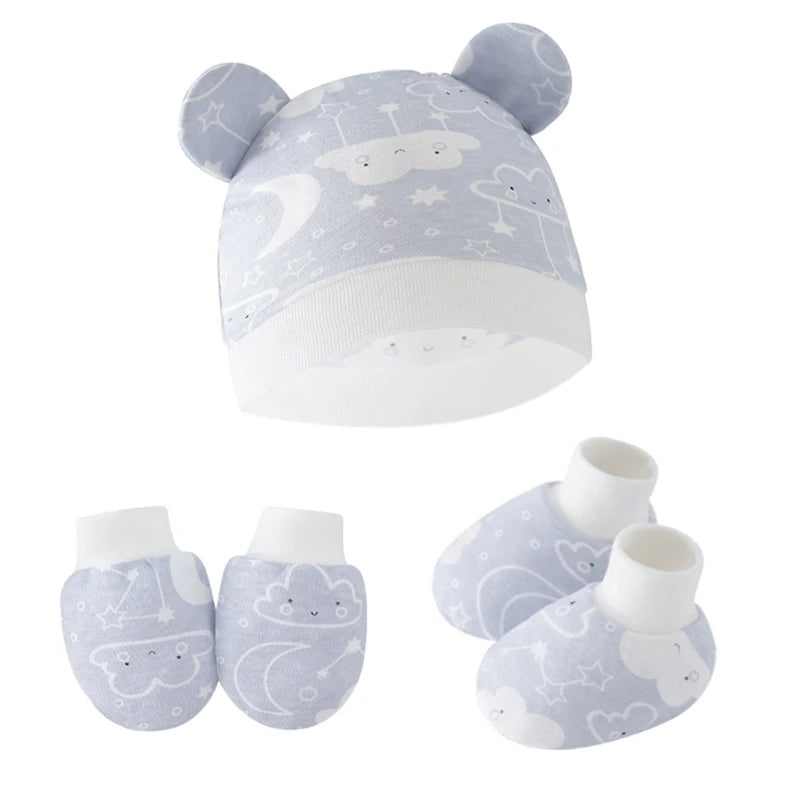 Baby Hat, Anti-Scratch Gloves & Socks Set | Newborn Essentials 0-6 Months