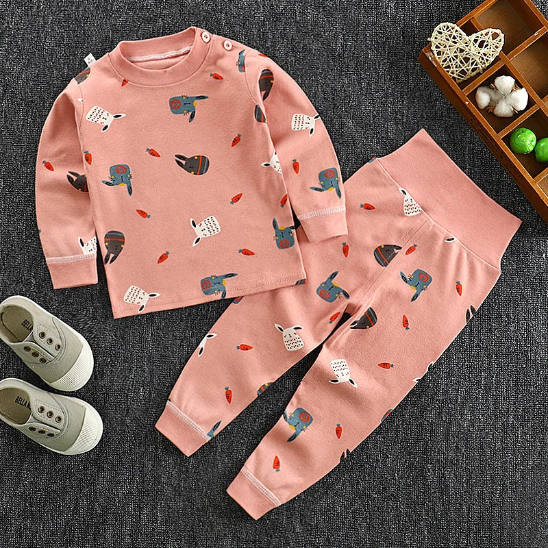 Kids Cotton Pyjama Long Johns Set | High Waist Underwear 9M-6 Years