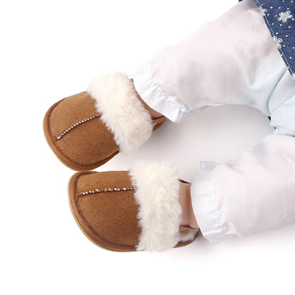 Baby & Toddler Fluffy Plush Slides | Soft Non-Slip House Slippers 0-18 Months