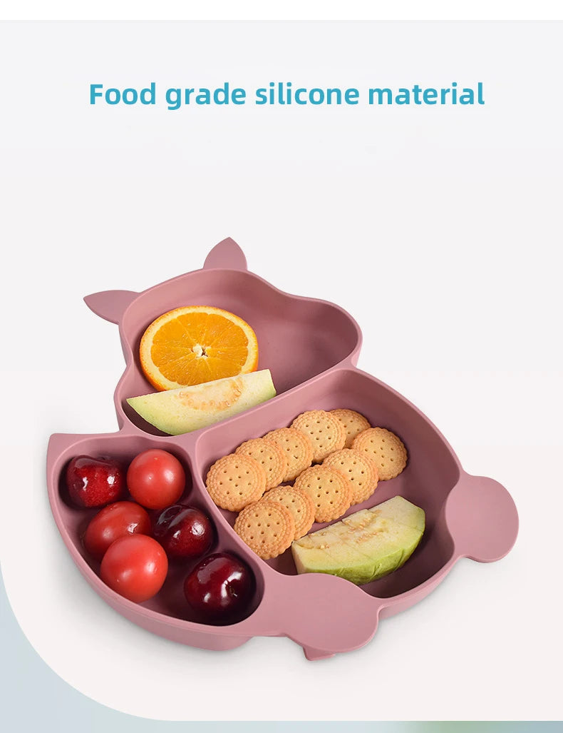 3-Piece Baby Silicone Feeding Kit | Bib, Divided Plate & Spoon Set | BPA-Free