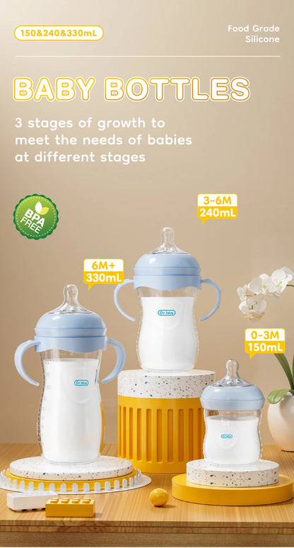 PP Baby Bottle with Handle | Anti-Colic Newborn Feeding Bottle 150ml / 240ml / 330ml