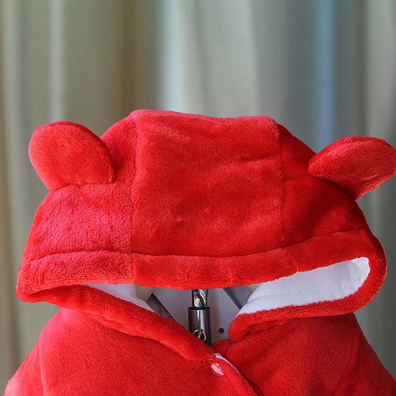 Baby Hooded Fleece Snowsuit | Snap-Up Footie Romper Winter Jumpsuit 0-12 Months