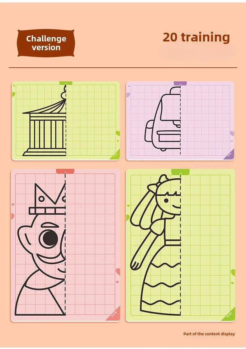 Kids Montessori Symmetrical Drawing Cards | Pen Control Training Set (20 Patterns)