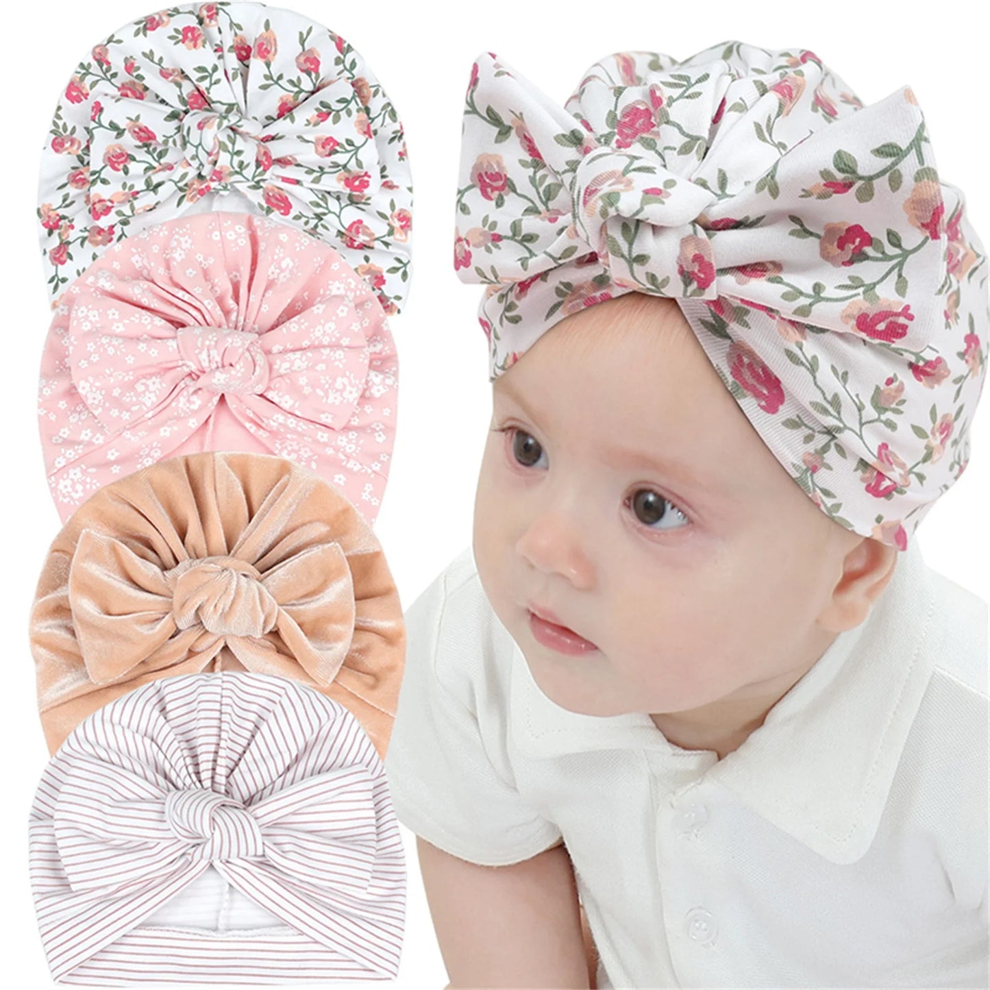 Baby Turban Bow Knot Hat | Soft Beanie Headwrap for Newborns & Toddlers