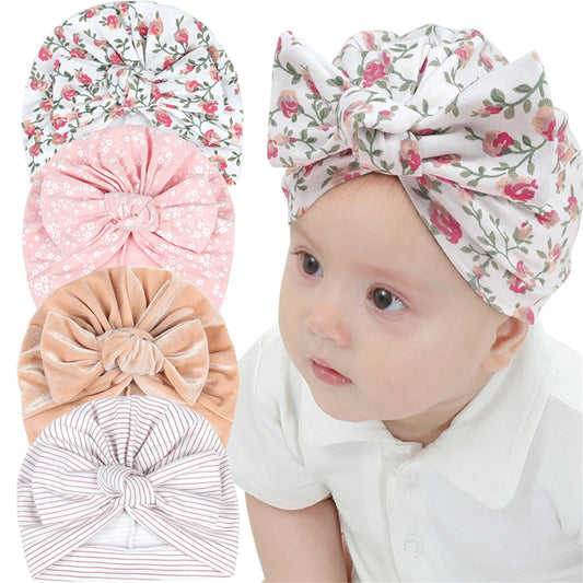 Baby Turban Bow Knot Hat | Soft Beanie Headwrap for Newborns & Toddlers