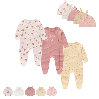 13-Piece Newborn Baby Gift Set | Rompers, Hats & Gloves 100% Cotton 0-12M