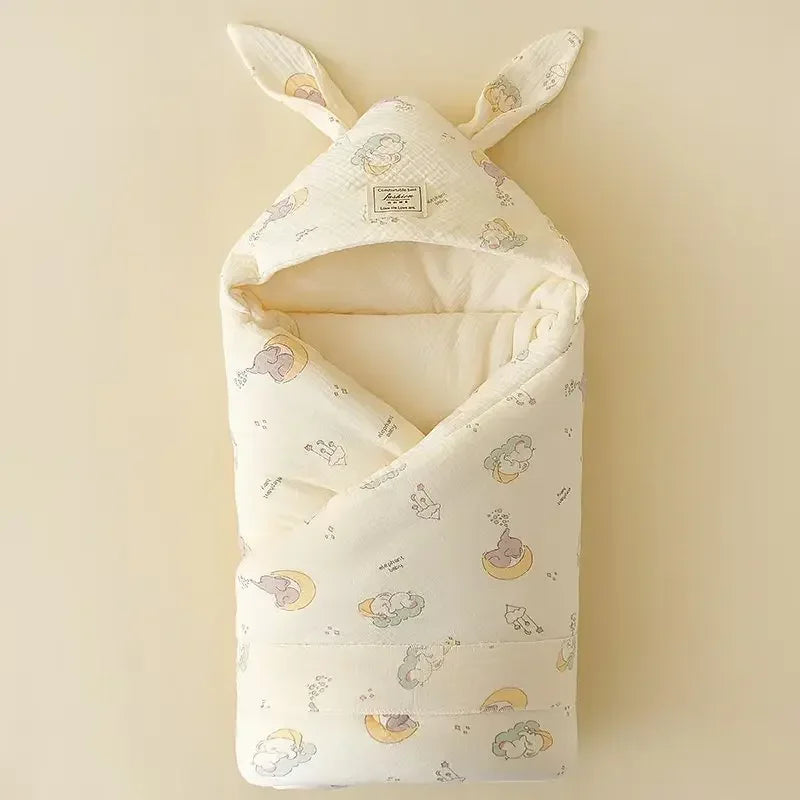 Newborn Bunny Ears Swaddle Blanket | Extra Soft Cotton Wrap