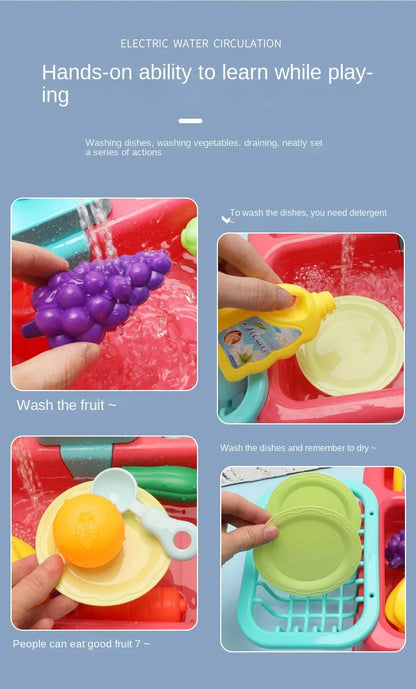 Kids Kitchen Sink Toy | Pretend Play Dish Wash Set for Children