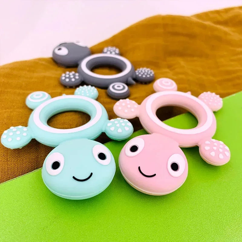 Silicone Turtle Baby Teether | Food-Grade Soft Tortoise Teething Toy | 8 Colours