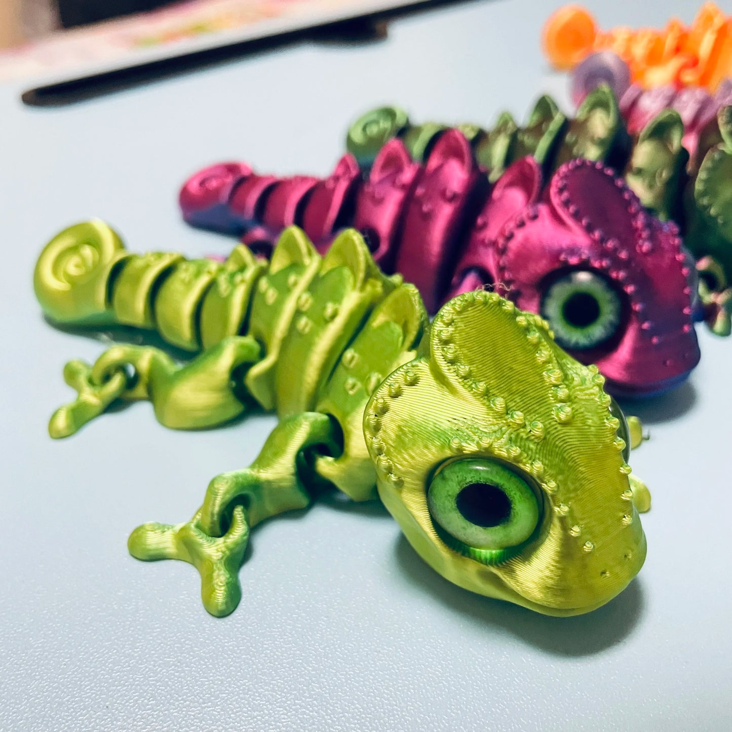 3D Printed Chameleon Figure | Multi-Joint Movable Kids Gift & Room Decoration