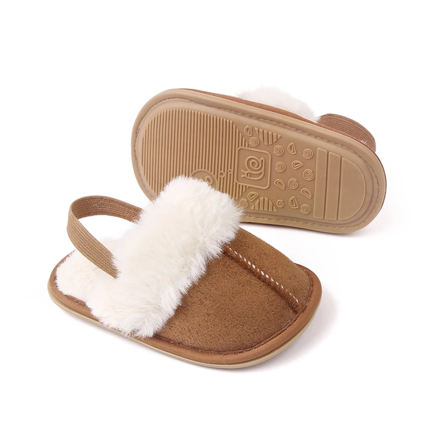 Baby & Toddler Fluffy Plush Slides | Soft Non-Slip House Slippers 0-18 Months