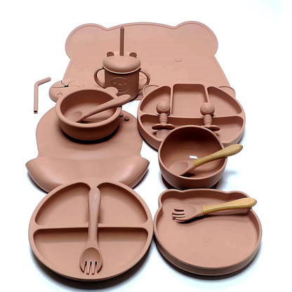 16-Piece Silicone Baby Tableware Set