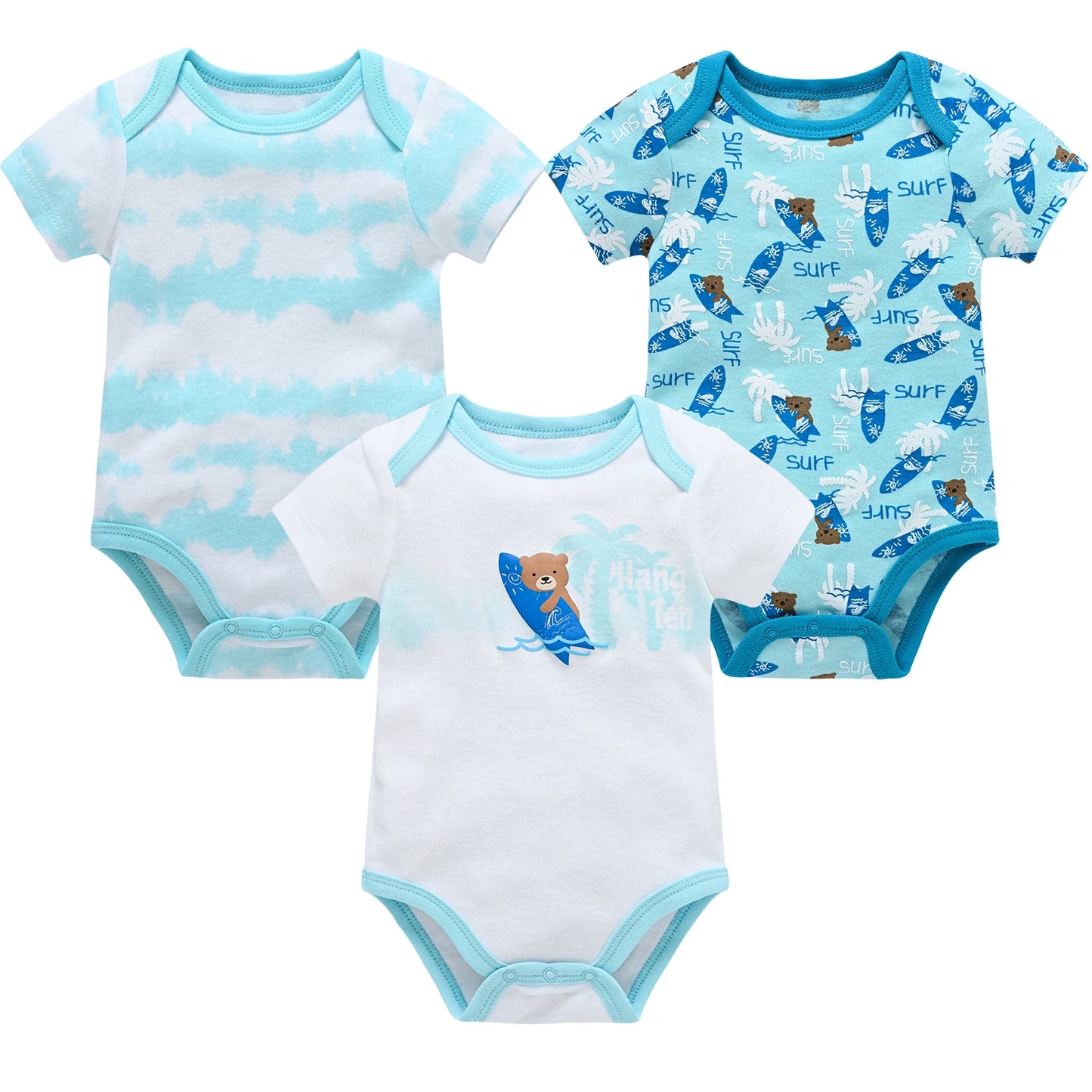 Baby Cotton Bodysuit 3-Pack | Short Sleeve Unisex Romper 0-12 Months