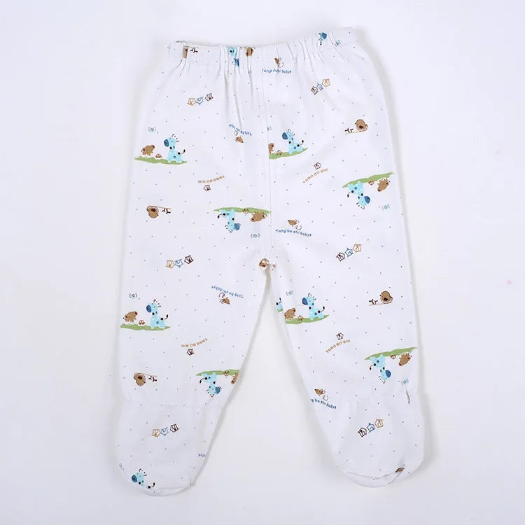 5-Piece Newborn Baby Clothing Set | Cartoon Cotton Tops & Pants 0-3 Months