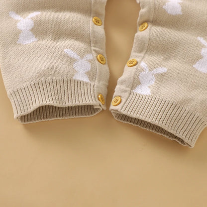 Baby Easter Rabbit Knit Romper — Long Sleeve Cotton Unisex