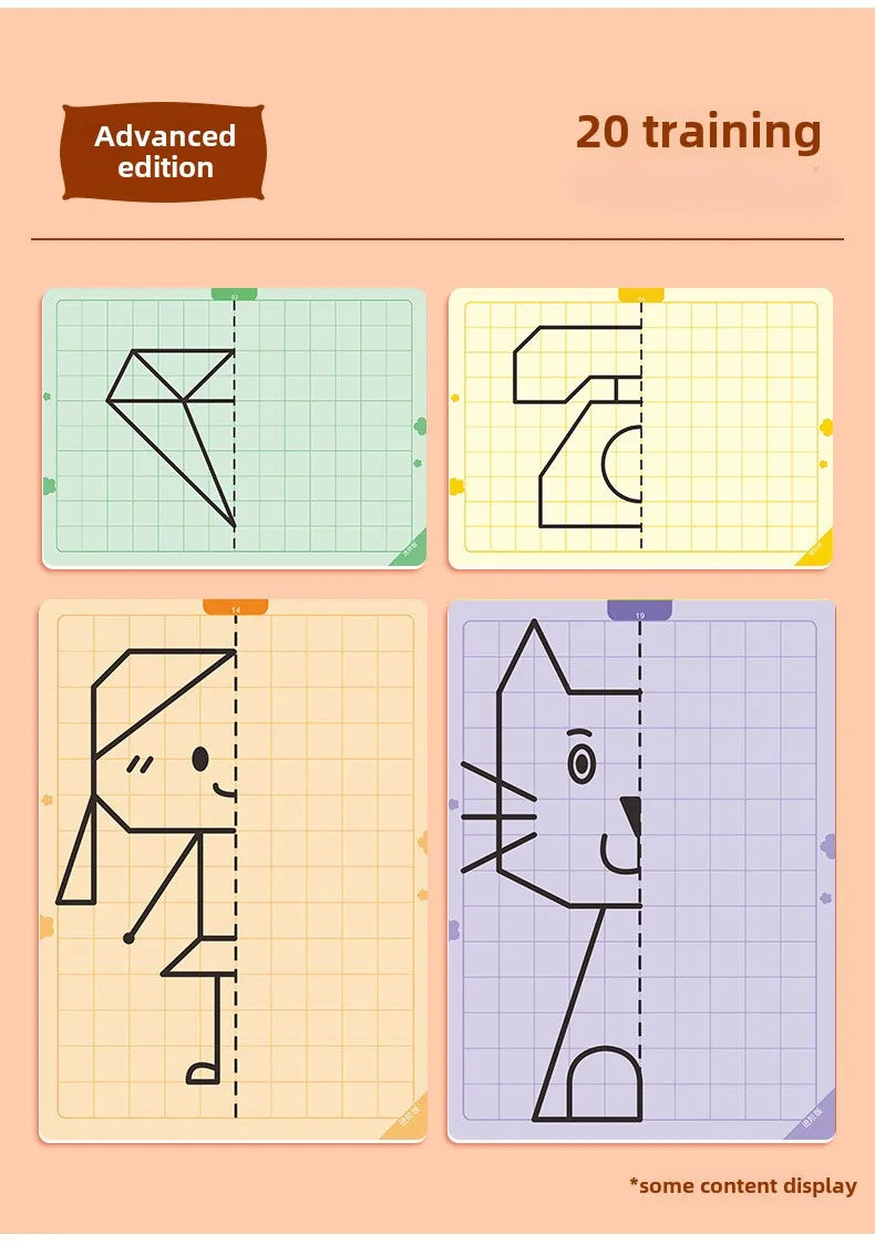 Kids Montessori Symmetrical Drawing Cards | Pen Control Training Set (20 Patterns)
