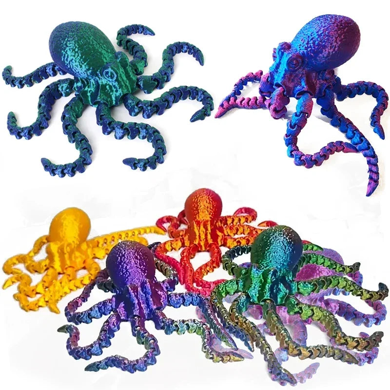 3D Printed Octopus Fidget Toy | Flexible Joints Desktop Ornament & Kids Gift