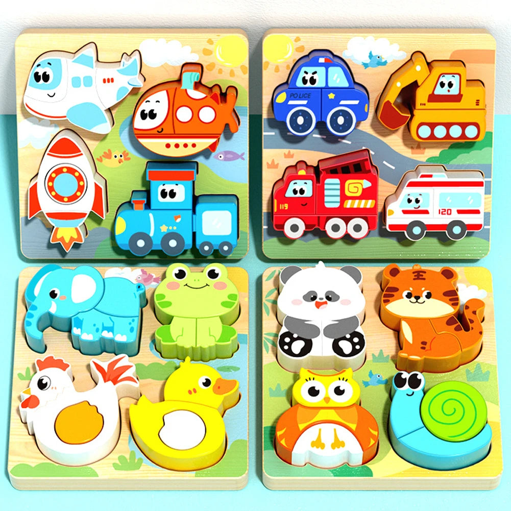4-in-1 Wooden Animal Puzzle | Early Learning Jigsaw for Toddlers 1–3 Years