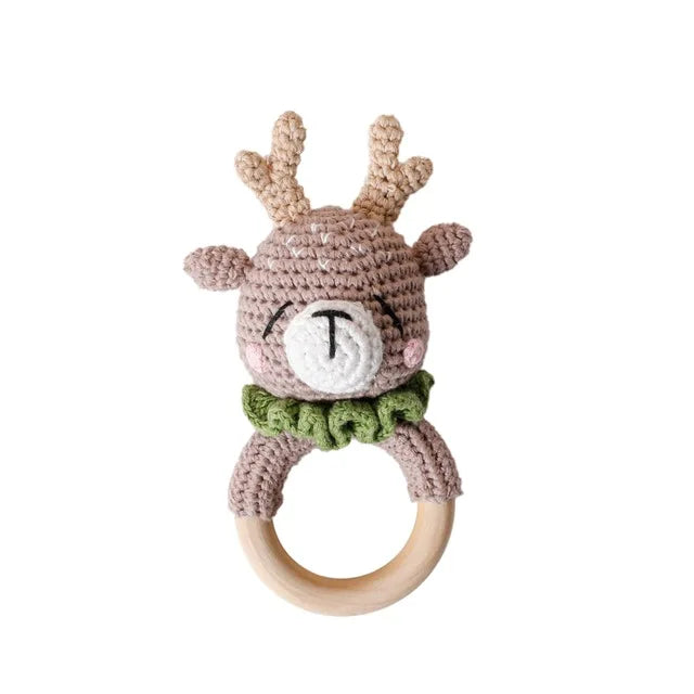 Crochet Amigurumi Bunny Baby Rattle — Handknit Newborn Toy