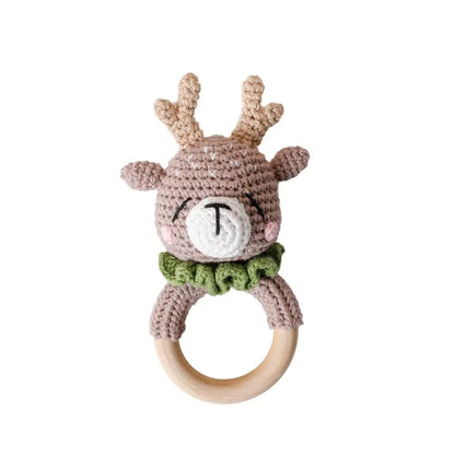 Crochet Amigurumi Bunny Baby Rattle — Handknit Newborn Toy