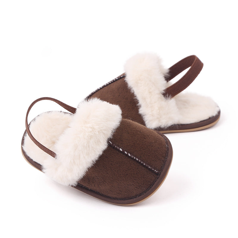Baby & Toddler Fluffy Plush Slides | Soft Non-Slip House Slippers 0-18 Months