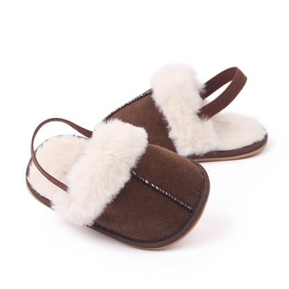Baby & Toddler Fluffy Plush Slides | Soft Non-Slip House Slippers 0-18 Months