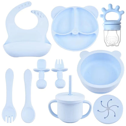 10-Piece Children's Silicone Dinner Set | Strong Suction Bowl, Plate, Fork & Spoon | BPA-Free