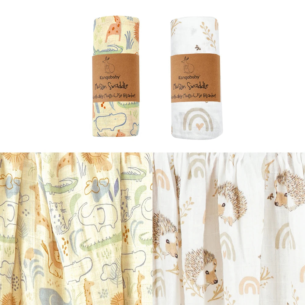 Baby Muslin Swaddle Blanket Set of 2 | 100% Cotton Newborn Wrap