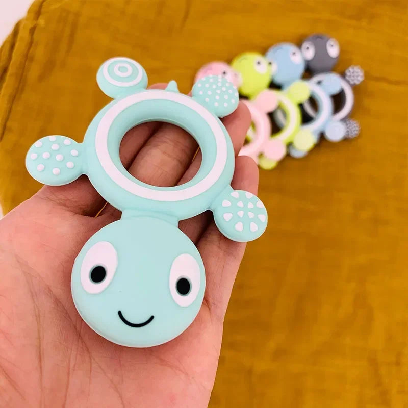 Silicone Turtle Baby Teether | Food-Grade Soft Tortoise Teething Toy | 8 Colours