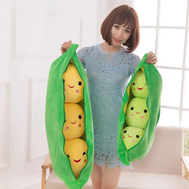 Kawaii Pea Pod Plush Toy | Soft 25cm Stuffed Plant Pillow for Kids