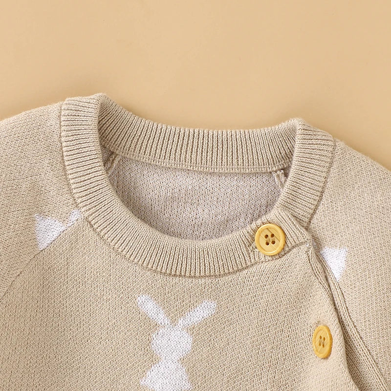 Baby Easter Rabbit Knit Romper — Long Sleeve Cotton Unisex