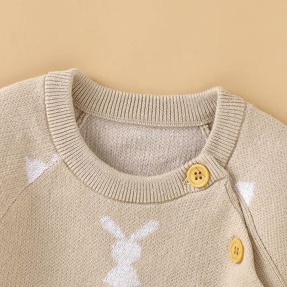 Baby Easter Rabbit Knit Romper — Long Sleeve Cotton Unisex