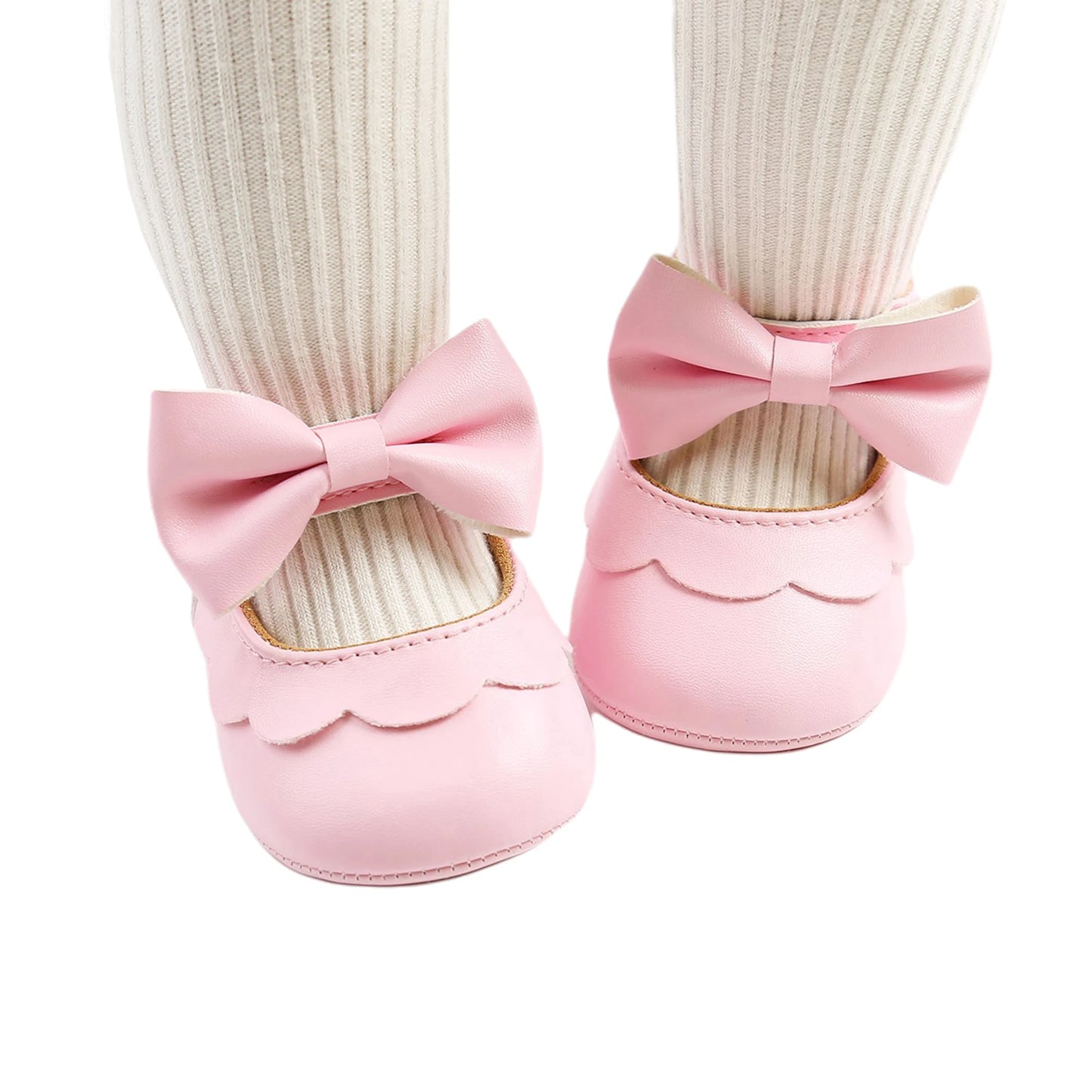Baby Girls Bow Knot Soft Sole Princess Shoes | First Walker Flat Shoes 0-18 Months