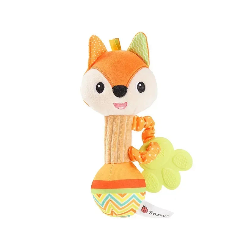 Baby Animal Rattle Toy | Soft Squeaky Crinkle Sensory Toy for Toddlers
