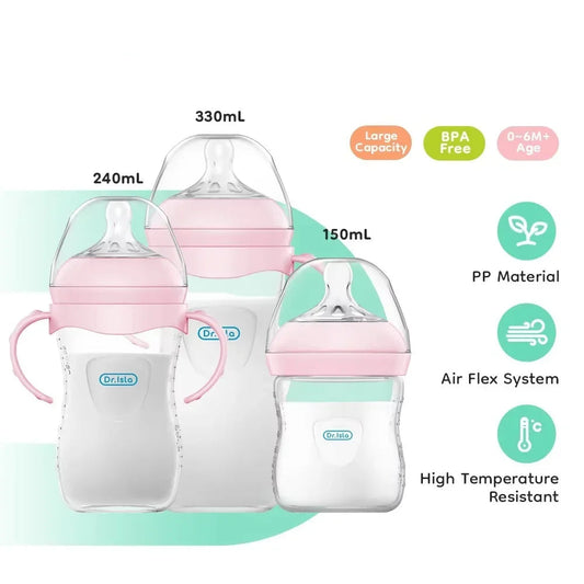 PP Baby Bottle with Handle | Anti-Colic Newborn Feeding Bottle 150ml / 240ml / 330ml