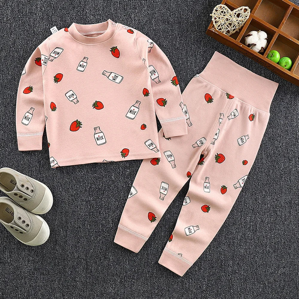 Kids Cotton Pyjama Long Johns Set | High Waist Underwear 9M-6 Years