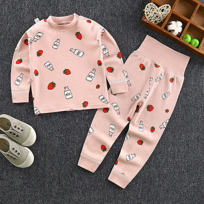 Kids Cotton Pyjama Long Johns Set | High Waist Underwear 9M-6 Years