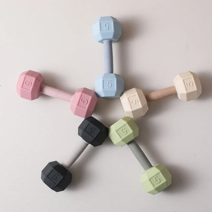 Silicone Baby Dumbbell Rattle | Cartoon Sensory Crib Toy for Newborns 0–12 Months