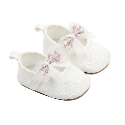 Baby Girls Bow Flower Soft Sole Princess Shoes | Non-Slip First Walker 0-18 Months