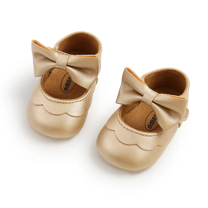 Baby Girls Bow Knot Soft Sole Princess Shoes | First Walker Flat Shoes 0-18 Months